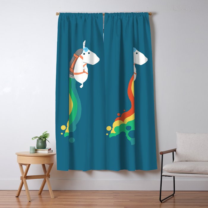 Fat Unicorn on Rainbow Jetpack Window Curtain Gallery Image 1