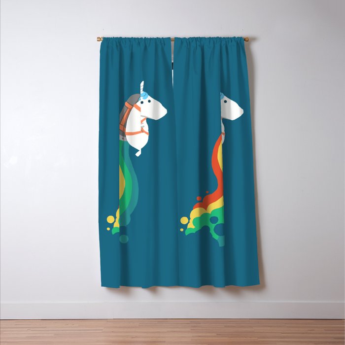 Fat Unicorn on Rainbow Jetpack Window Curtain Gallery Image 3