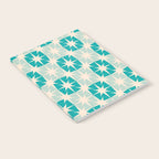 Mid Century Modern Atomic Stars Light Pastel Teal and Cream Retro Checkered Starburst Pattern Notebook Gallery Image 2