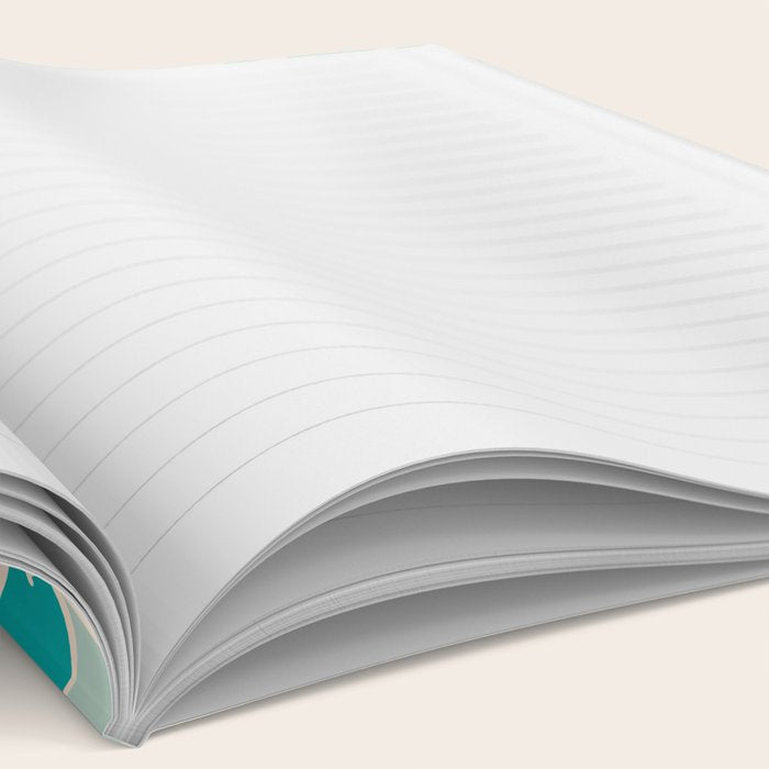 Mid Century Modern Atomic Stars Light Pastel Teal and Cream Retro Checkered Starburst Pattern Notebook Gallery Image 2
