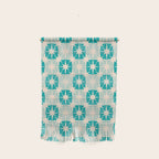 Mid Century Modern Atomic Stars Light Pastel Teal and Cream Retro Checkered Starburst Pattern Wall Hanging Gallery Image 1