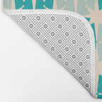 Mid Century Modern Atomic Stars Light Pastel Teal and Cream Retro Checkered Starburst Pattern Bath Mat Gallery Image 2