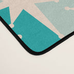 Mid Century Modern Atomic Stars Light Pastel Teal and Cream Retro Checkered Starburst Pattern Desk Mat Gallery Image 4