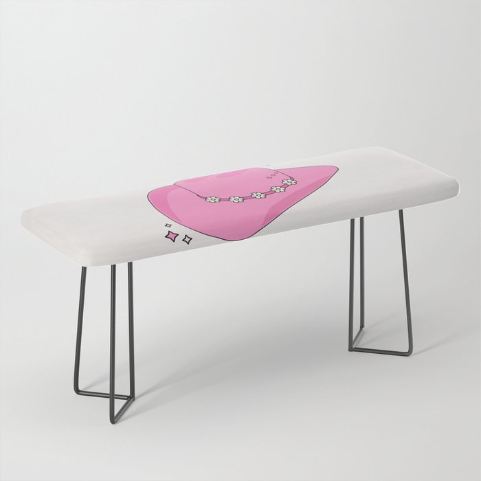 Cowboy Hat Print Pink Preppy Decor Aesthetic Bench Gallery Image 1