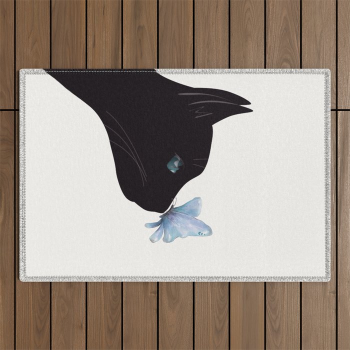 Cat and Butterfly Outdoor Rug Gallery Image 1