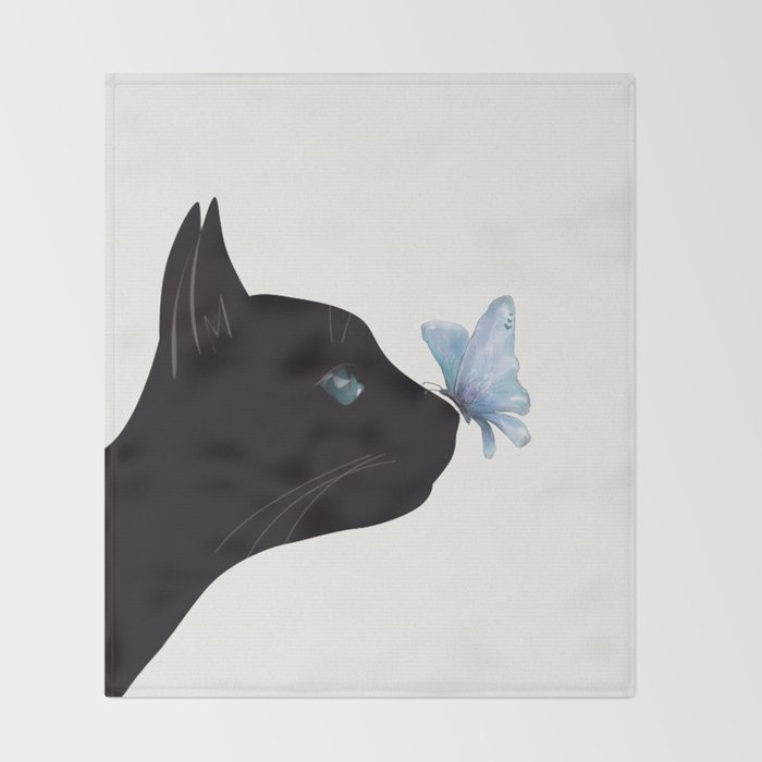Cat and Butterfly Throw Blanket Gallery Image 2