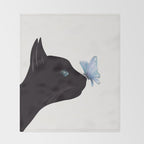 Cat and Butterfly Throw Blanket Gallery Image 2