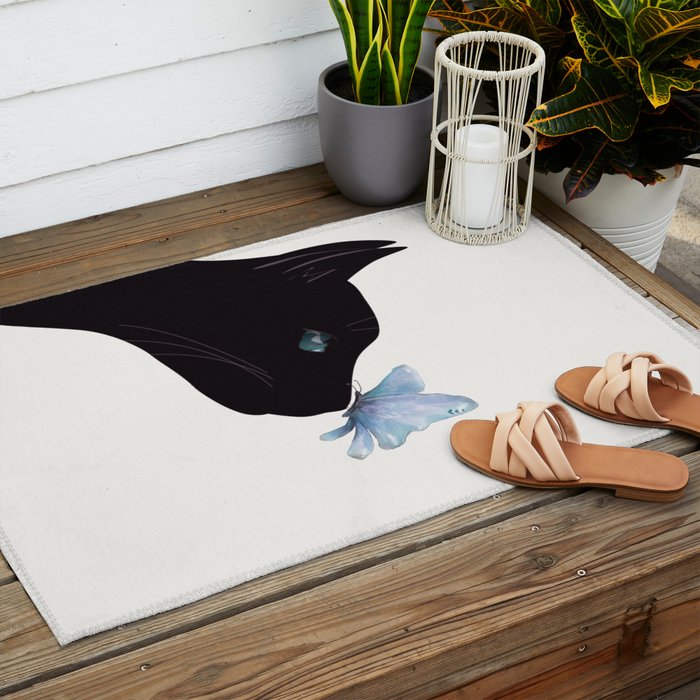Cat and Butterfly Outdoor Rug Gallery Image 2