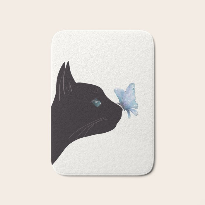 Cat and Butterfly Bath Mat Gallery Image 1