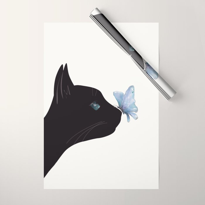Cat and Butterfly Wrapping Paper Gallery Image 1