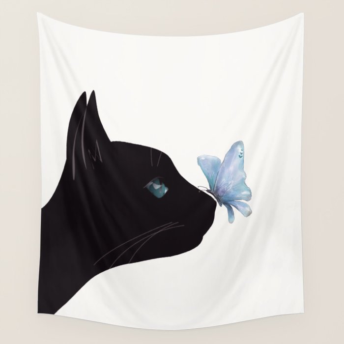 Cat and Butterfly Wall Tapestry Gallery Image 4