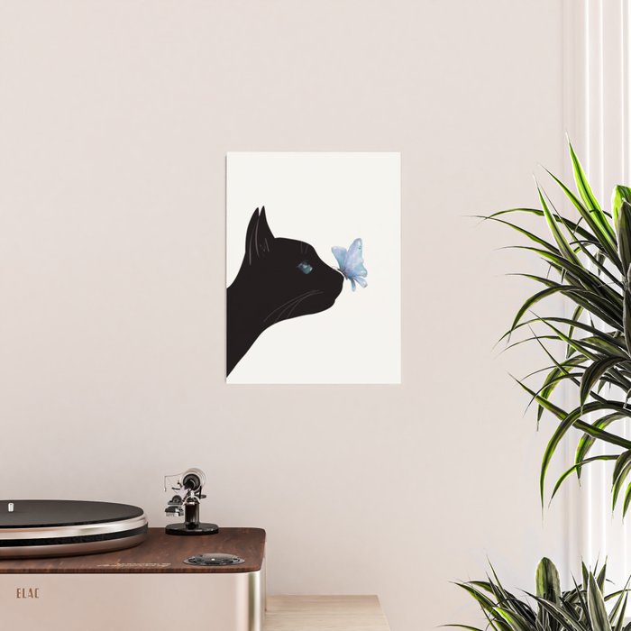 Cat and Butterfly Poster Gallery Image 2