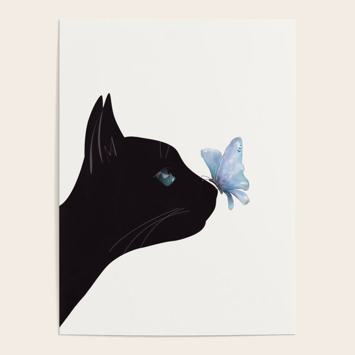 Cat and Butterfly Poster Gallery Image 1