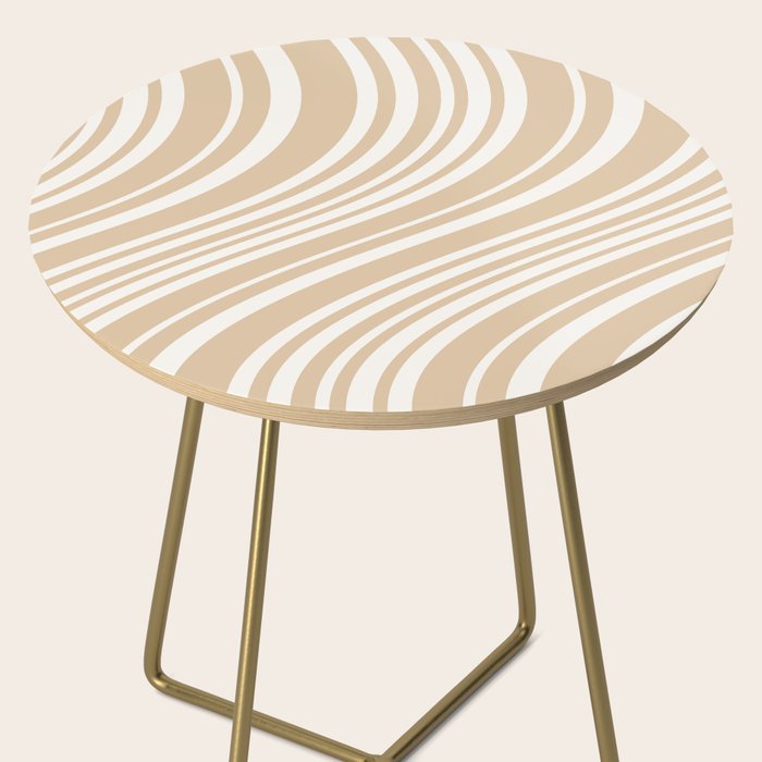 Wavy Stripes XLIII - Neutral Tan Side Table Gallery Image 2
