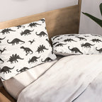 Black + White Dinosaurs Pillow Sham Gallery Image 2