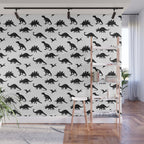Black + White Dinosaurs Wall Mural Gallery Image 1