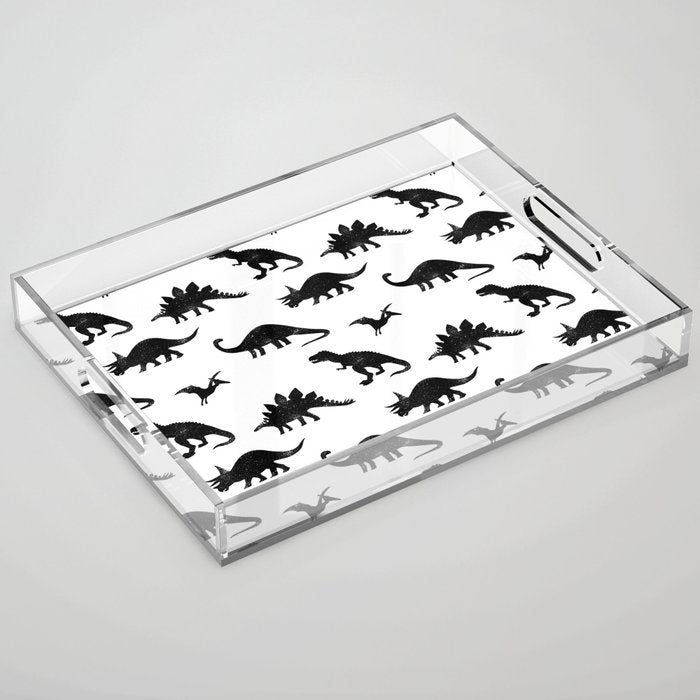 Black + White Dinosaurs Acrylic Tray Gallery Image 1