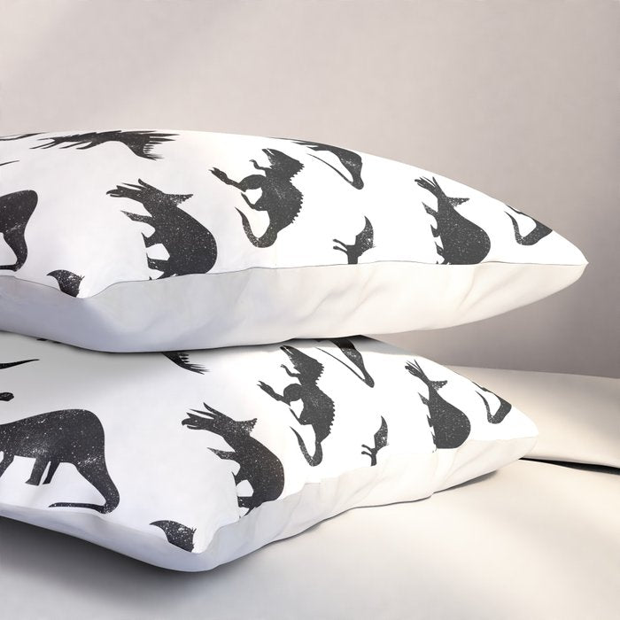 Black + White Dinosaurs Pillow Sham Gallery Image 3