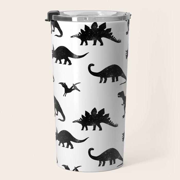 Black + White Dinosaurs Travel Mug Gallery Image 3