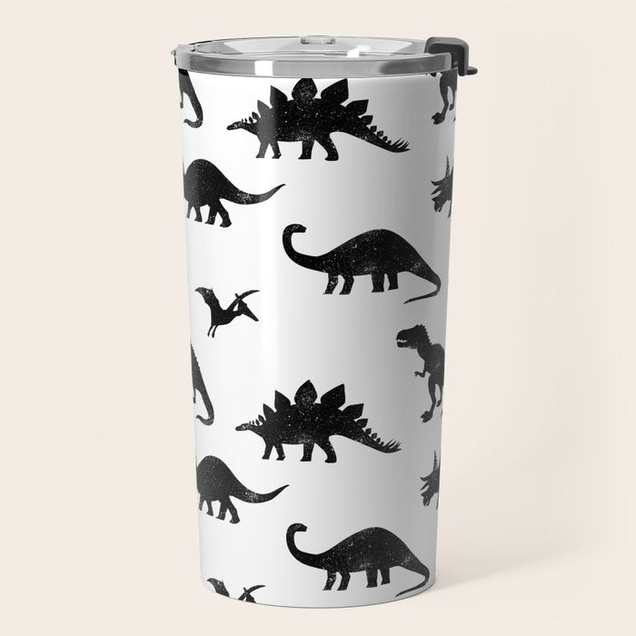 Black + White Dinosaurs Travel Mug Gallery Image 2
