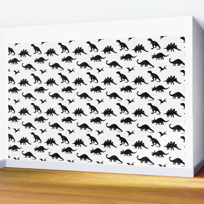 Black + White Dinosaurs Wall Mural Gallery Image 2