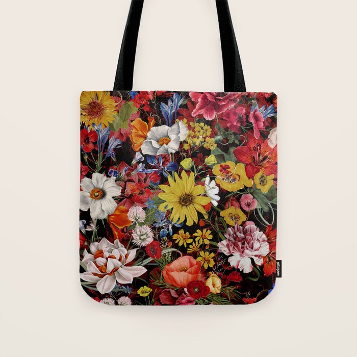 Multicolor Floral Night Garden Tote Bag Gallery Image 1