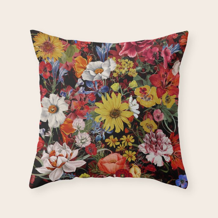 Multicolor Floral Night Garden Throw Pillow Gallery Image 6