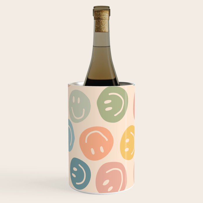 Colorful Smiley Faces Beige Pattern Wine Chiller Gallery Image 2