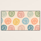 Colorful Smiley Faces Beige Pattern Desk Mat Gallery Image 3