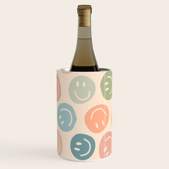 Colorful Smiley Faces Beige Pattern Wine Chiller Gallery Image 3