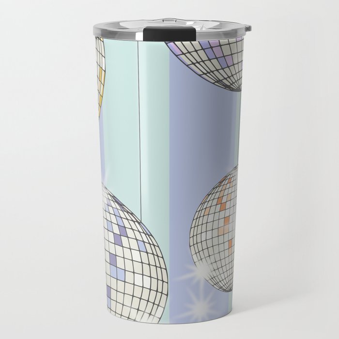 Striped Party Disco Ball Mint Travel Mug Gallery Image 1