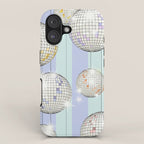 Striped Party Disco Ball Mint iPhone Case Gallery Image 1