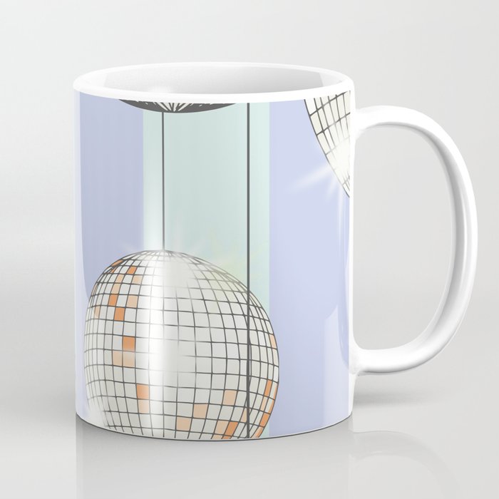 Striped Party Disco Ball Mint Coffee Mug Gallery Image 1