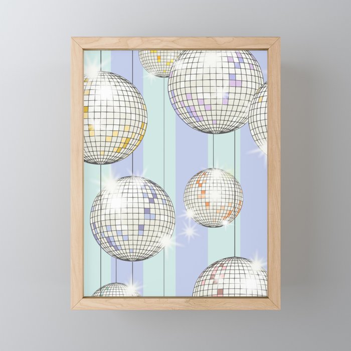 Striped Party Disco Ball Mint Mini Art Print Gallery Image 1