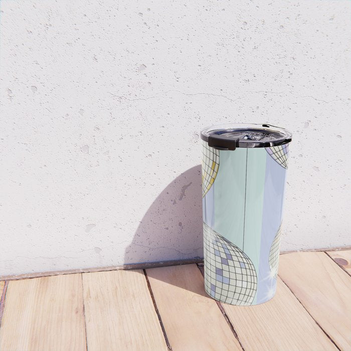 Striped Party Disco Ball Mint Travel Mug Gallery Image 4