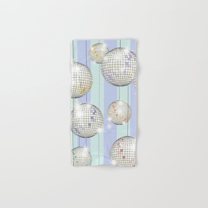 Striped Party Disco Ball Mint Bath Towel Gallery Image 1