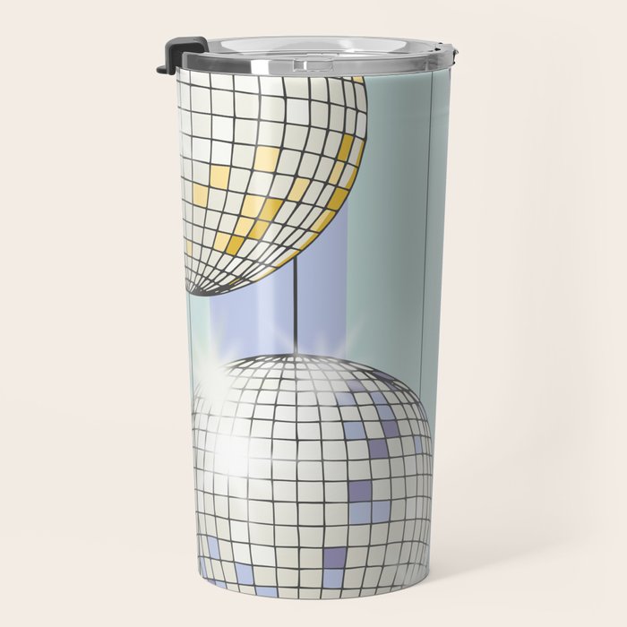 Striped Party Disco Ball Mint Travel Mug Gallery Image 3
