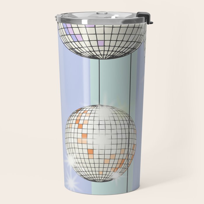 Striped Party Disco Ball Mint Travel Mug Gallery Image 2