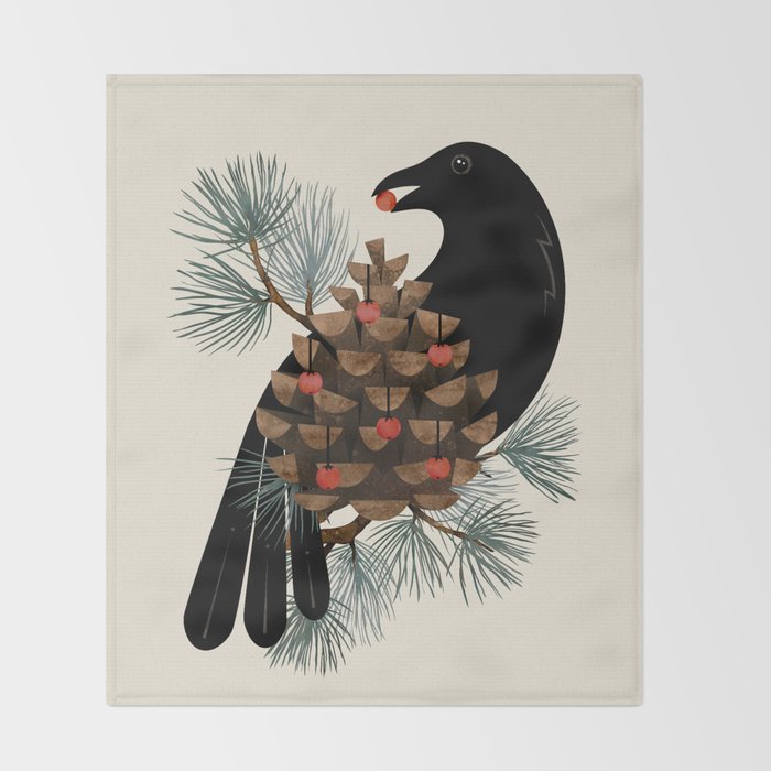 Bird & Berries Throw Blanket Gallery Image 2