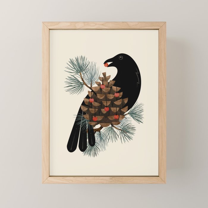 Bird & Berries Mini Art Print Gallery Image 1