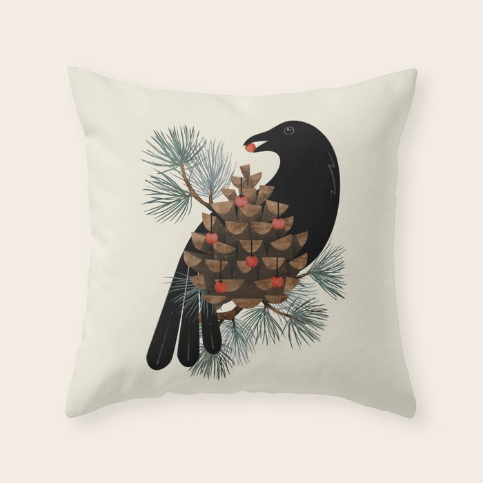 Bird & Berries Throw Pillow Gallery Image 6