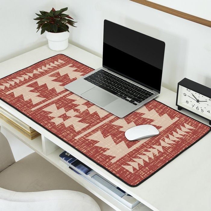 Southwestern Pattern 135 Sienna and Beige Desk Mat Gallery Image 2