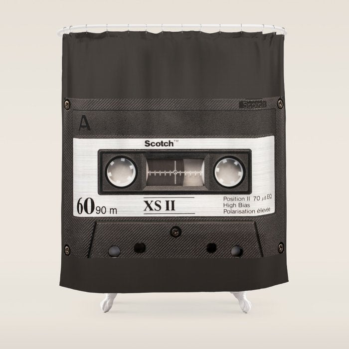 Cassette Tape Black And White #decor #society6 #buyart Shower Curtain Gallery Image 1