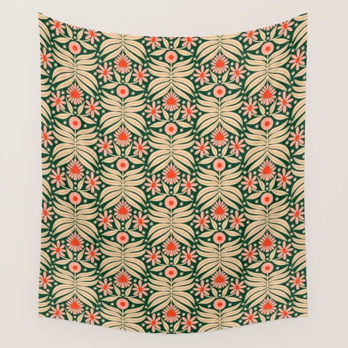 Winter Floral - Christmas pattern Wall Tapestry Gallery Image 4