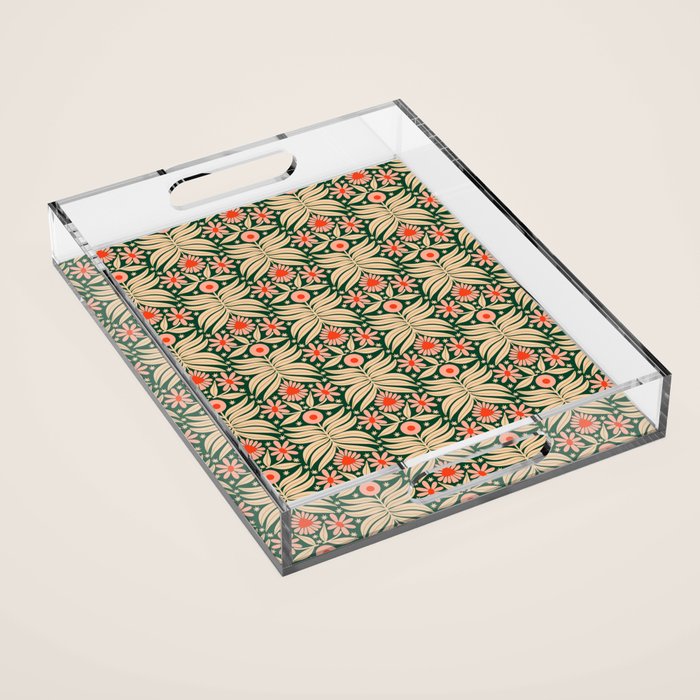 Winter Floral - Christmas pattern Acrylic Tray Gallery Image 1
