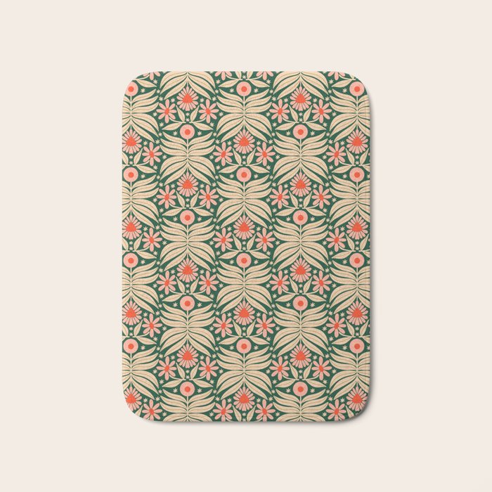 Winter Floral - Christmas pattern Bath Mat Gallery Image 1