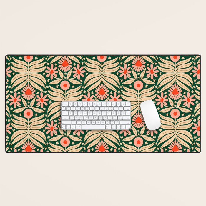 Winter Floral - Christmas pattern Desk Mat Gallery Image 1