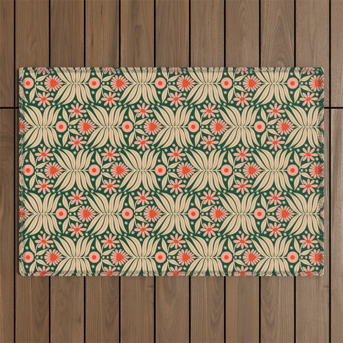 Winter Floral - Christmas pattern Outdoor Rug Gallery Image 1