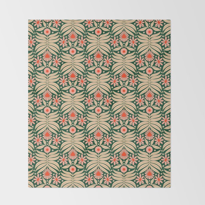 Winter Floral - Christmas pattern Throw Blanket Gallery Image 2
