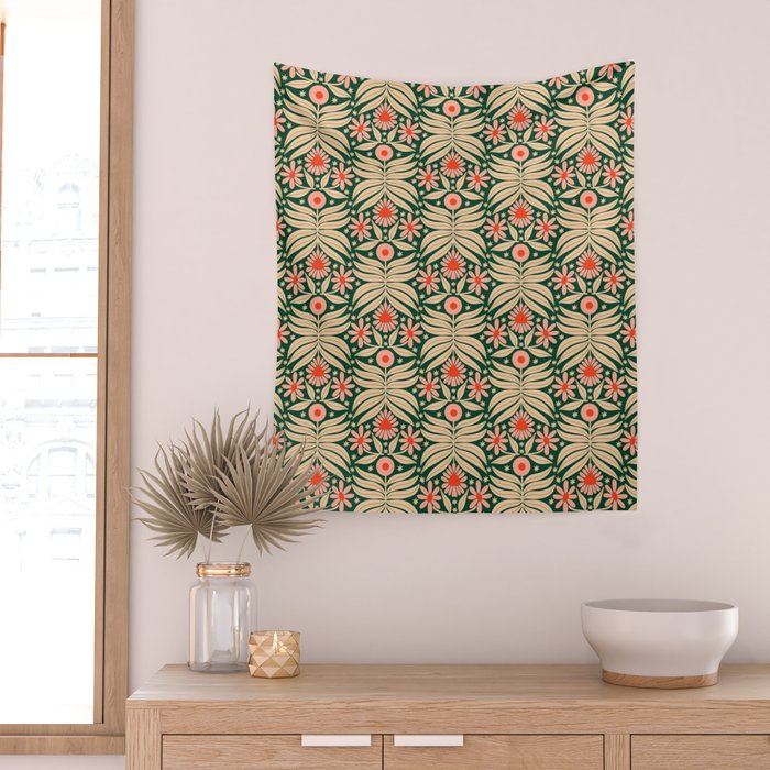 Winter Floral - Christmas pattern Wall Tapestry Gallery Image 2